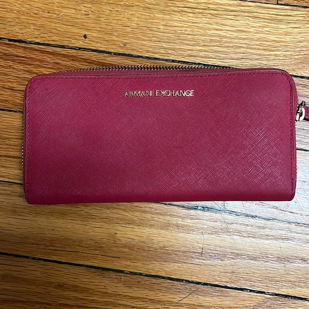 Armani Exchange zip around wallet in Red